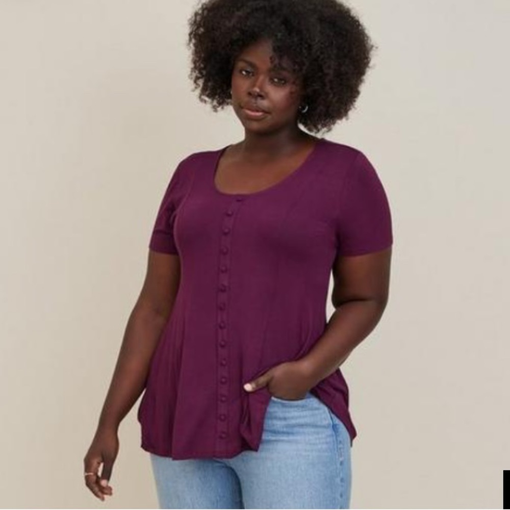 TORRID Super Soft Button-Front Seamed Top 2X